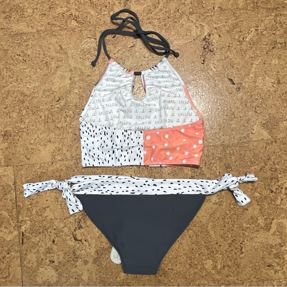 Tallow Polyphonic Halter Bikini Top & Bottom Set in Polka Mix NWT Sz 6 - Picture 2 of 16